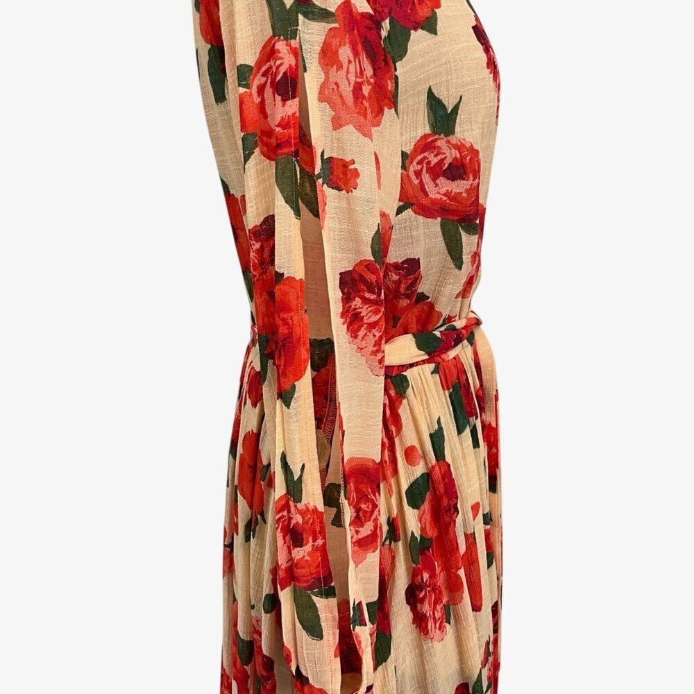 Joyfolie Mia Joy Aniya Dress Red Greta Floral Wrap Maxi Long Sleeve Size S - Picture 10 of 14